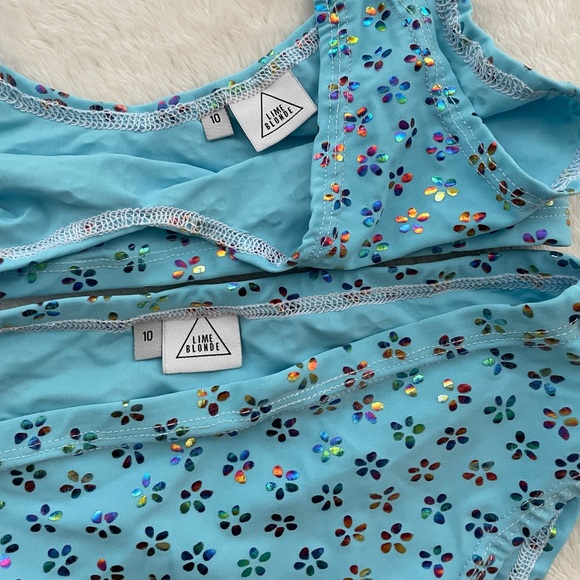 🩵Lime Blonde Baby Blue Rave Set with Leg Ties🩵 - Picture 4 of 6